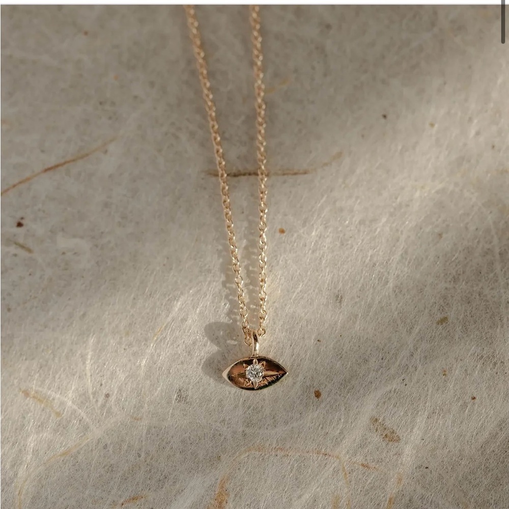 bluboho Gold Necklace with Eye Pendant